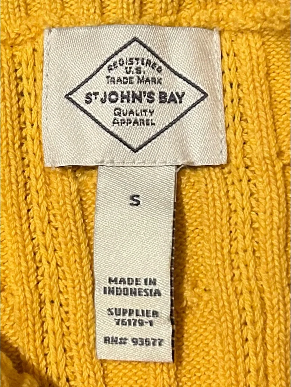 NWOT St. John's Bay Yellow Cable Knit Sweater - Picture 3 of 4